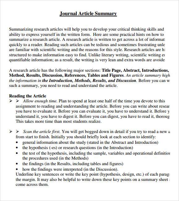 article review report sample